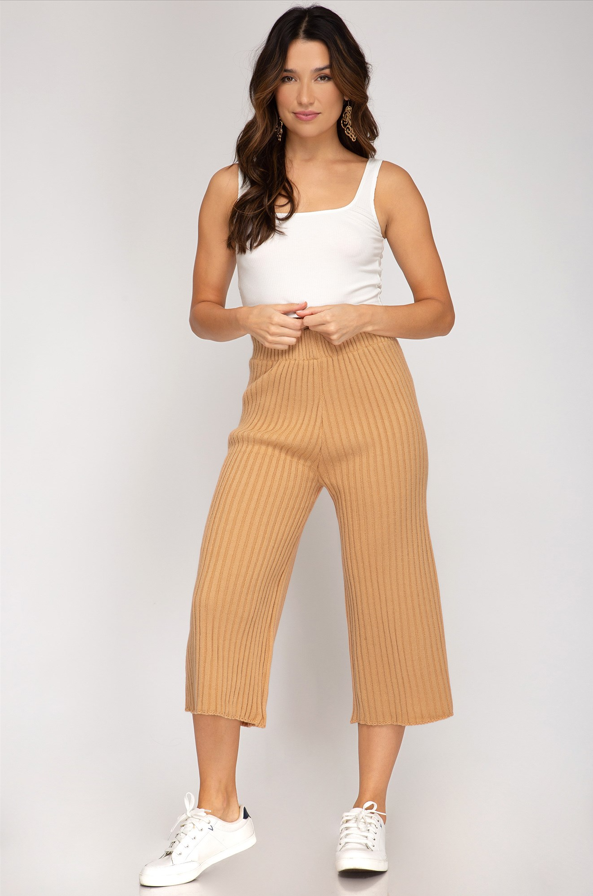 Rib Knit Sweater Culotte Pants