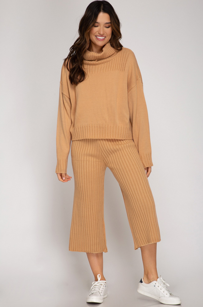 Rib Knit Sweater Culotte Pants