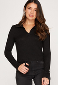 LS Knit Collared Polo Shirt