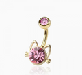 Kitty with Gem 316L Surgical Steel Navel Belly Ring
