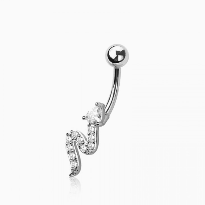 Snake Multi CZ Dangle Belly Button Navel Ring