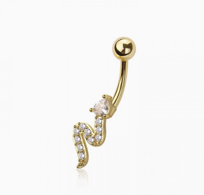 Snake Multi CZ Dangle Belly Button Navel Ring