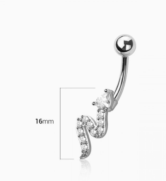 Snake Multi CZ Dangle Belly Button Navel Ring