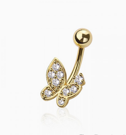 Multi Cz Butterfly Belly Button Navel Ring