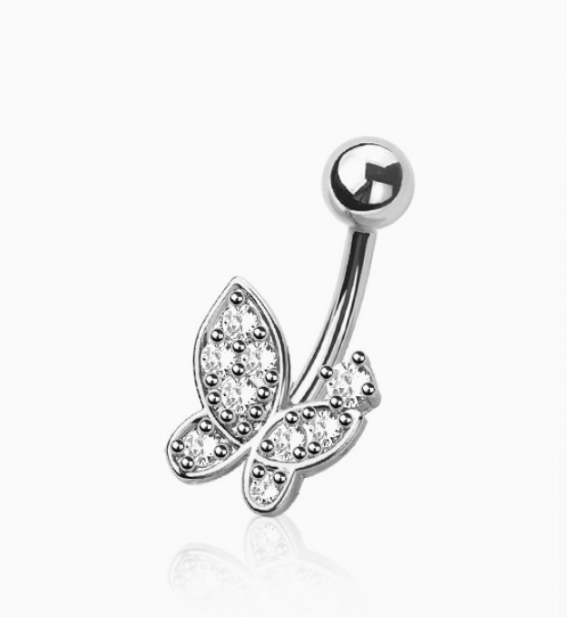 Multi Cz Butterfly Belly Button Navel Ring