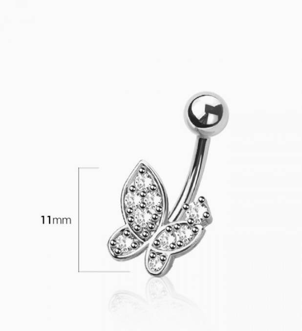 Multi Cz Butterfly Belly Button Navel Ring
