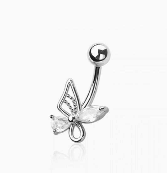Multi Cz Butterfly Belly Button Navel Ring