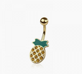 CZ Pineapple Belly Button Navel Ring