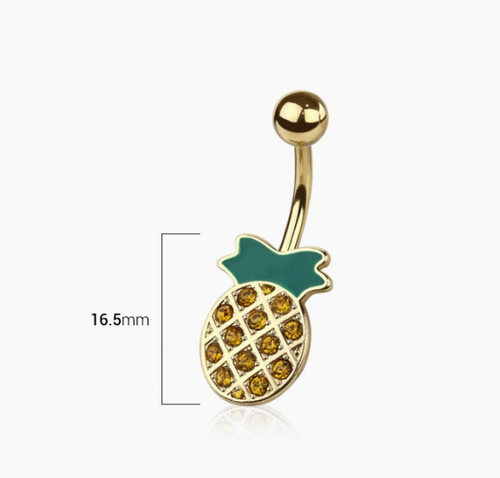 CZ Pineapple Belly Button Navel Ring