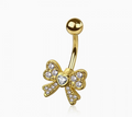 Multi CZ Ribbon Heart Belly Button
