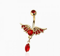 Red Gem Wings Belly Button Navel Ring