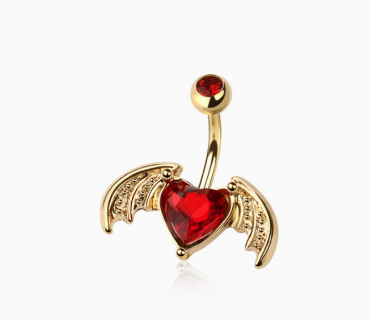 Bat Wings Heart Belly Button Navel Ring