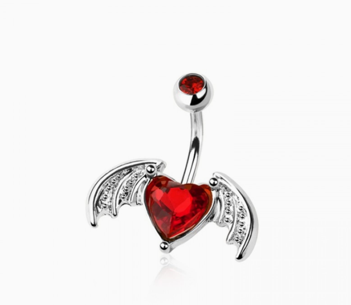 Bat Wings Heart Belly Button Navel Ring