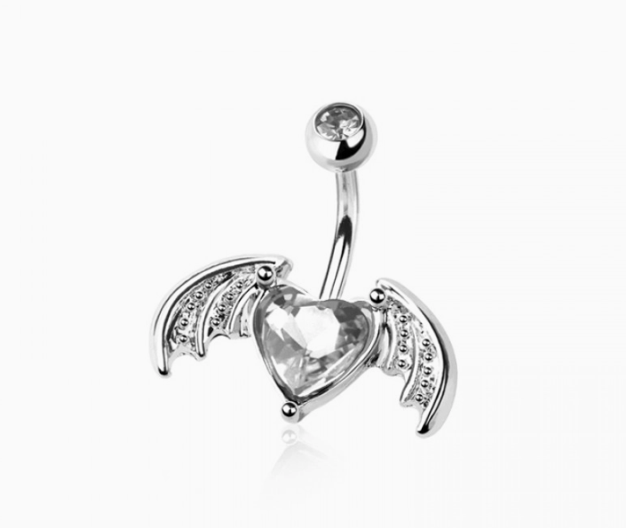 Bat Wings Heart Belly Button Navel Ring