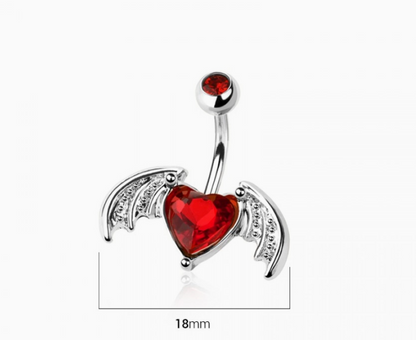Bat Wings Heart Belly Button Navel Ring