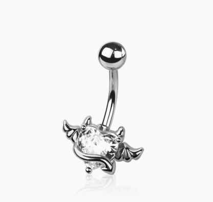 CZ Heart Angel Wings Belly Button