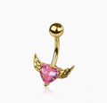 CZ Heart Wings Belly Button Navel Ring
