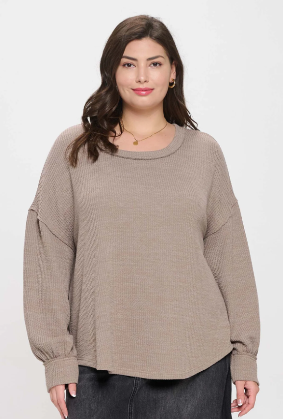 Plus Size Drop Shoulder Sweater Knit Top