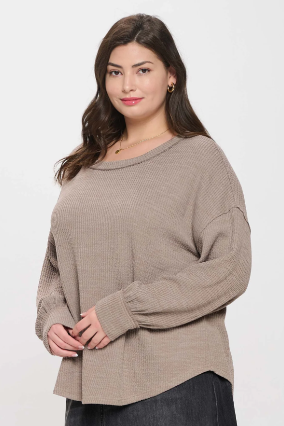 Plus Size Drop Shoulder Sweater Knit Top