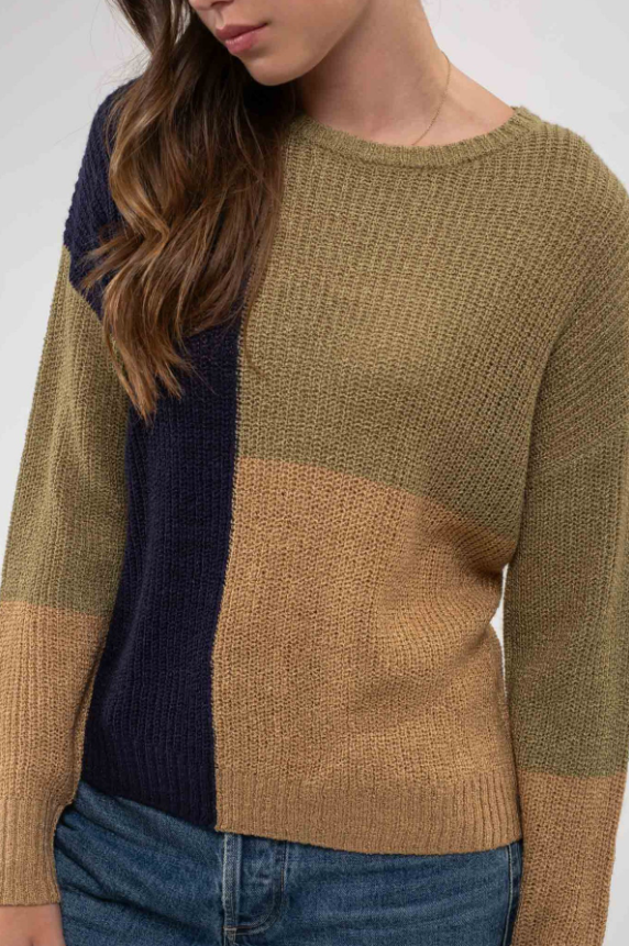 Colorblock Knit Pullover Sweater 