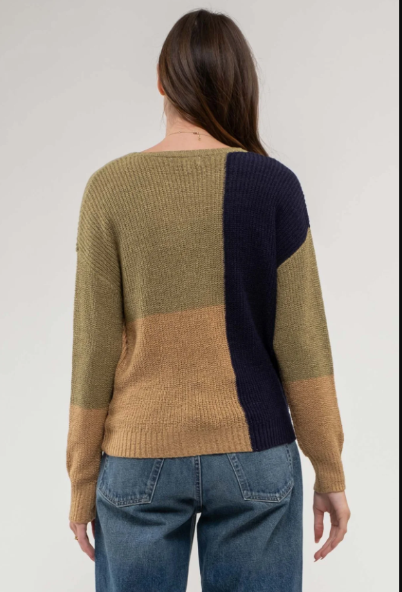 Colorblock Knit Pullover Sweater 