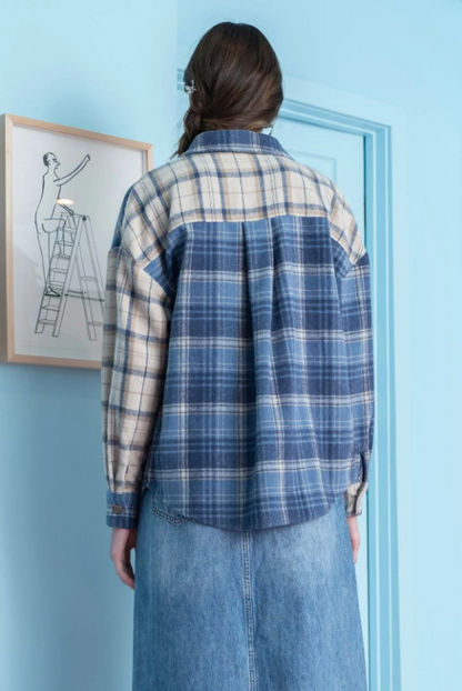 Plaid Patchwork Button Up Top 