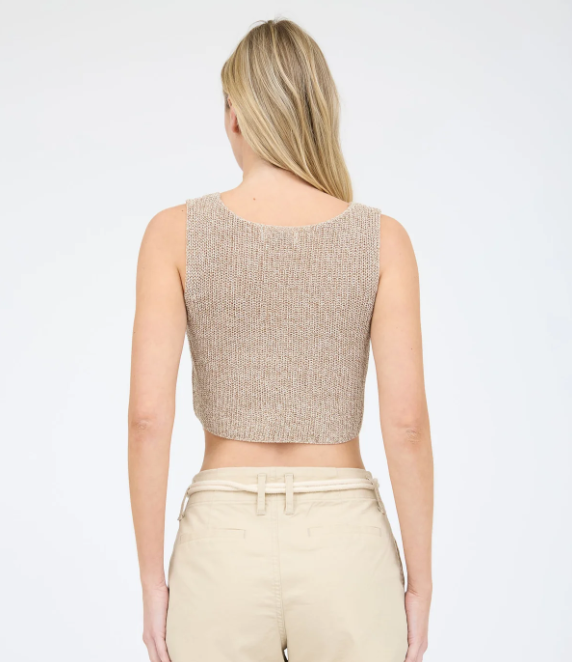 Front Hook Cropped Knit Cardigan Vest 