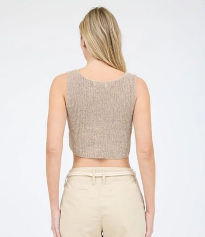 Front Hook Cropped Knit Cardigan Vest 