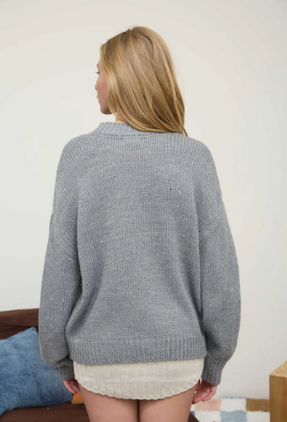 Bow Crew Neck LS Pullover Sweater