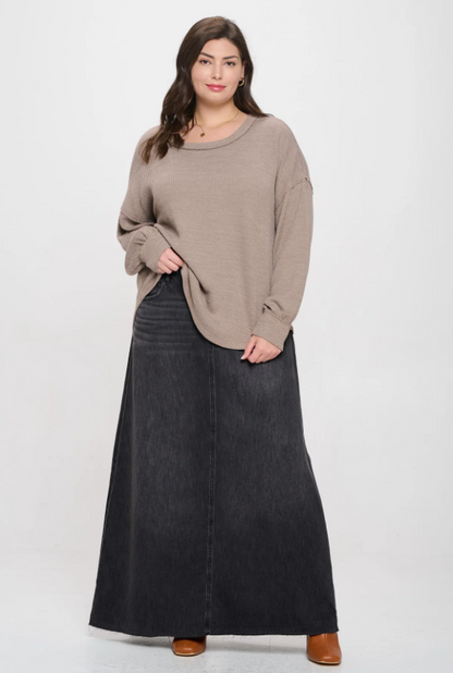 Plus Size Drop Shoulder Sweater Knit Top