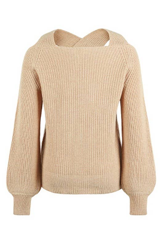 Off Shoulder Hollow Knit Casual Sweater