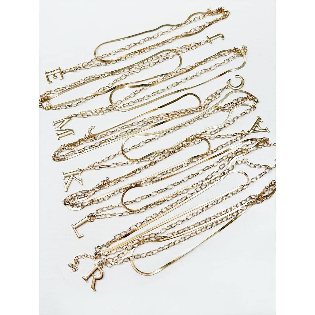 Gold Double Layered Initial Pendant Necklace