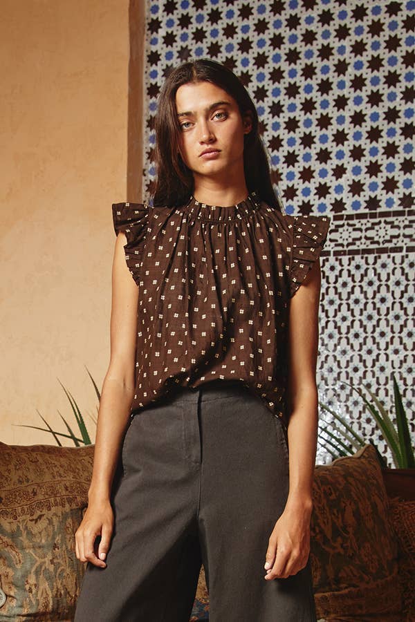 Pretty Ruffle Neck And Shoulder Blouse