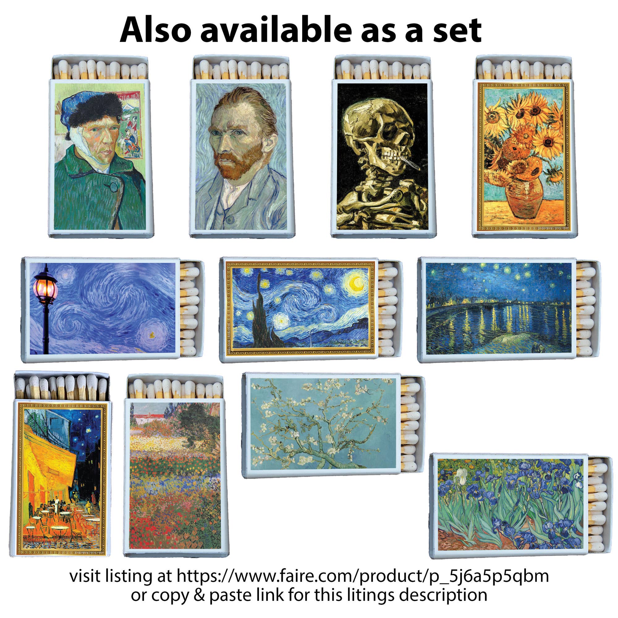 Matches • Art•Van Gogh Self Portrait• Home Decor for Candles
