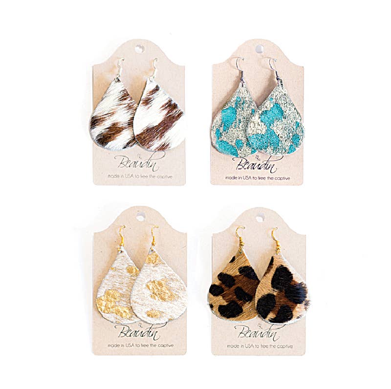 Hershey Teardrop Earrings In Hair on Hide