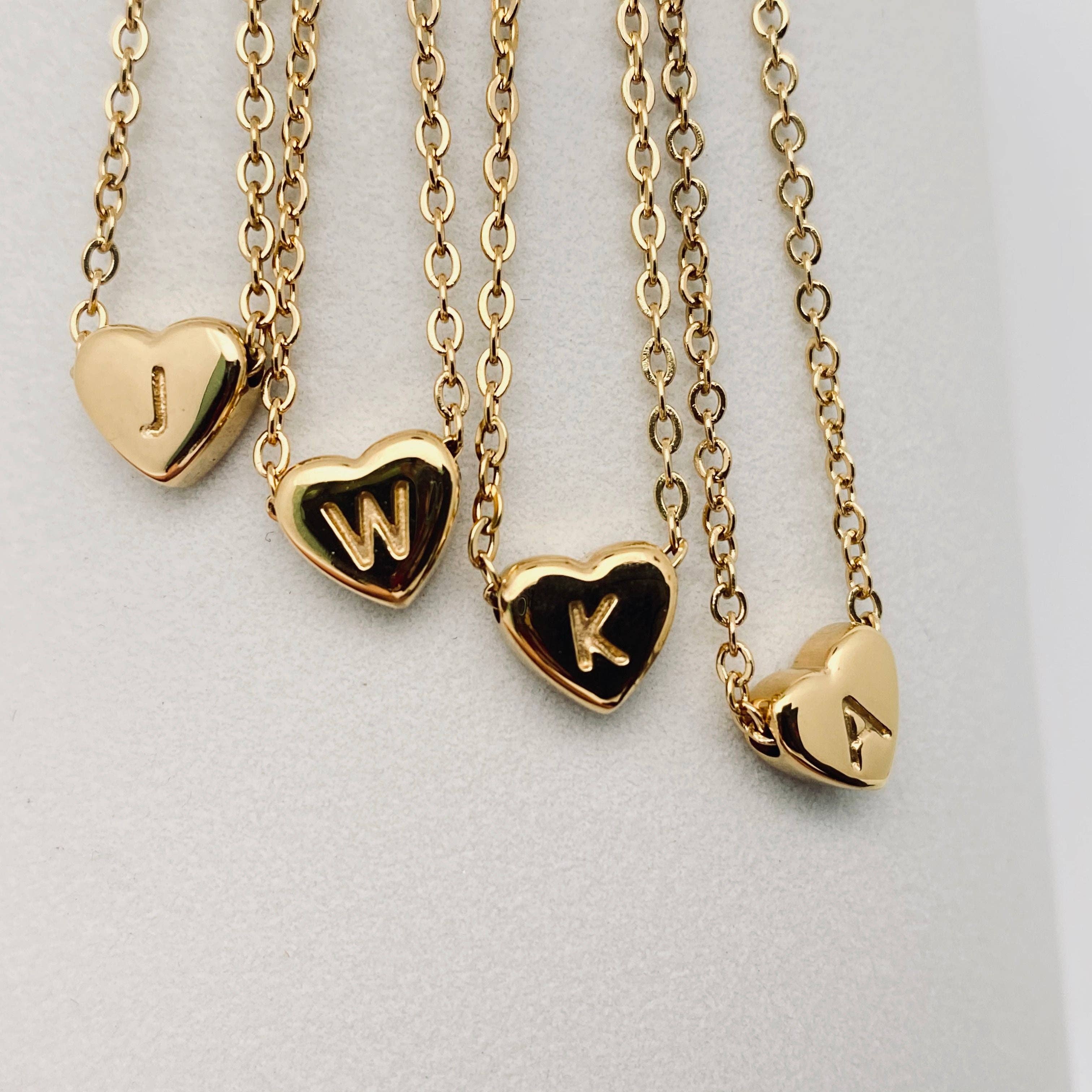Heart-shaped Alphabet Pendant Necklace