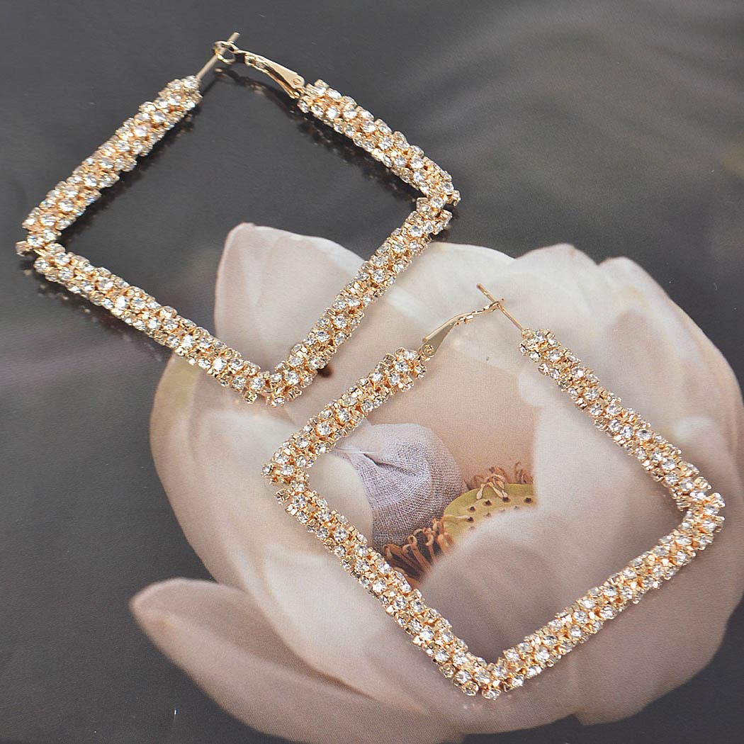 Big Square Glitter Earring