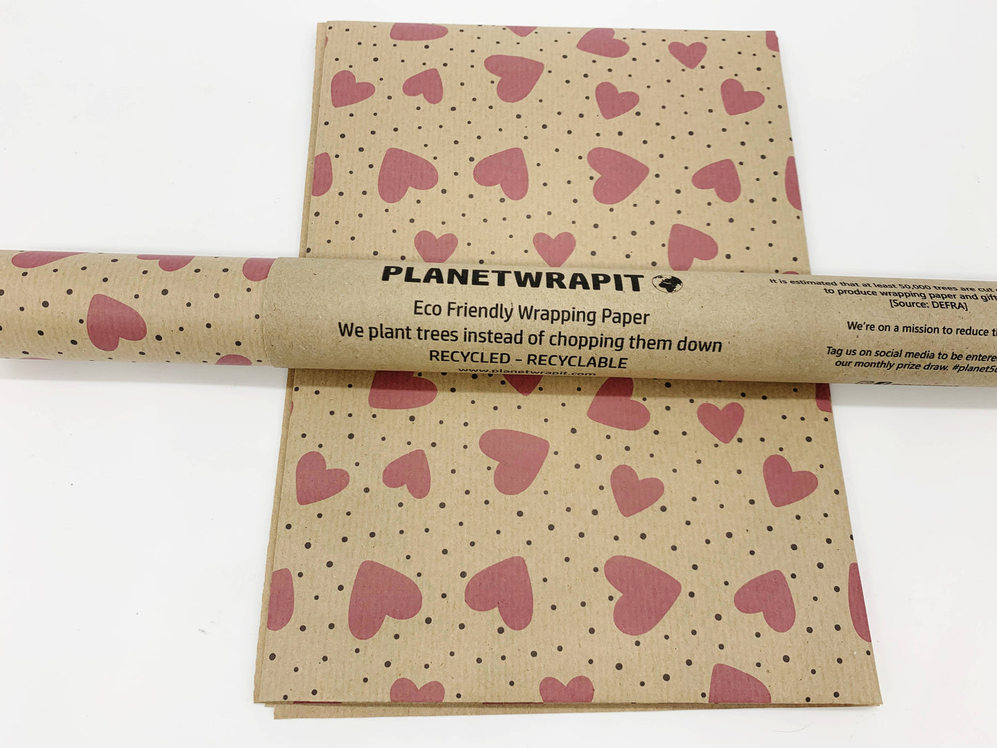 Love Hearts Recycled Kraft Wrapping Paper