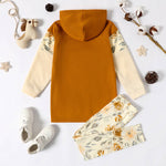 2-piece Girl Floral Hoodie Sweatshirt and Pants Set