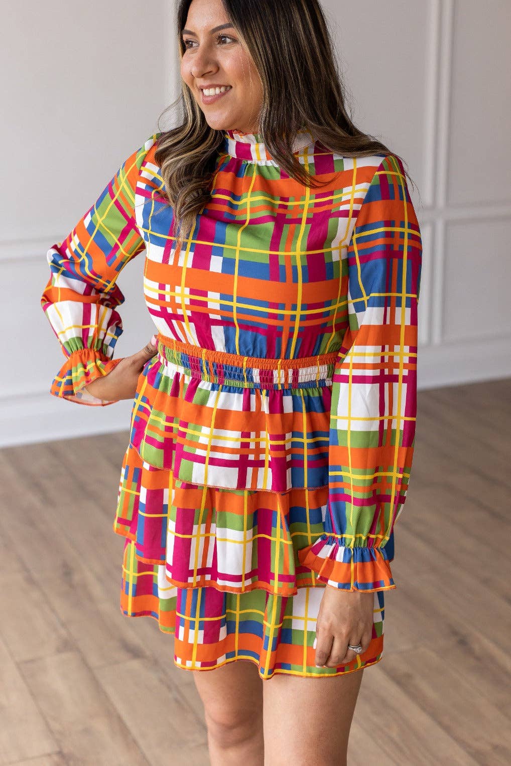 Keep On Charming Plaid Dress: Multi / Small