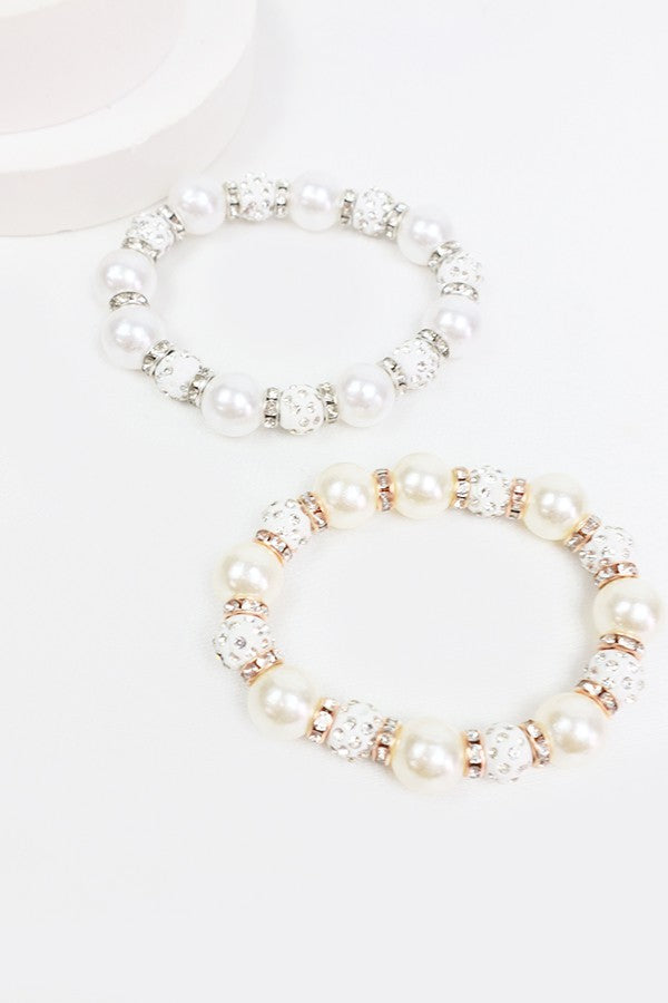 Pearl with Stoneball Bead Bracelet