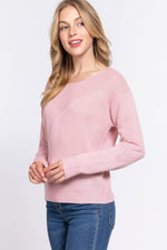 Long Sleeve Round Neck Waffle Sweater