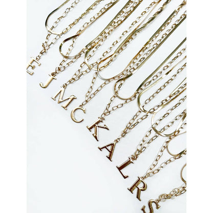 Gold Double Layered Initial Pendant Necklace