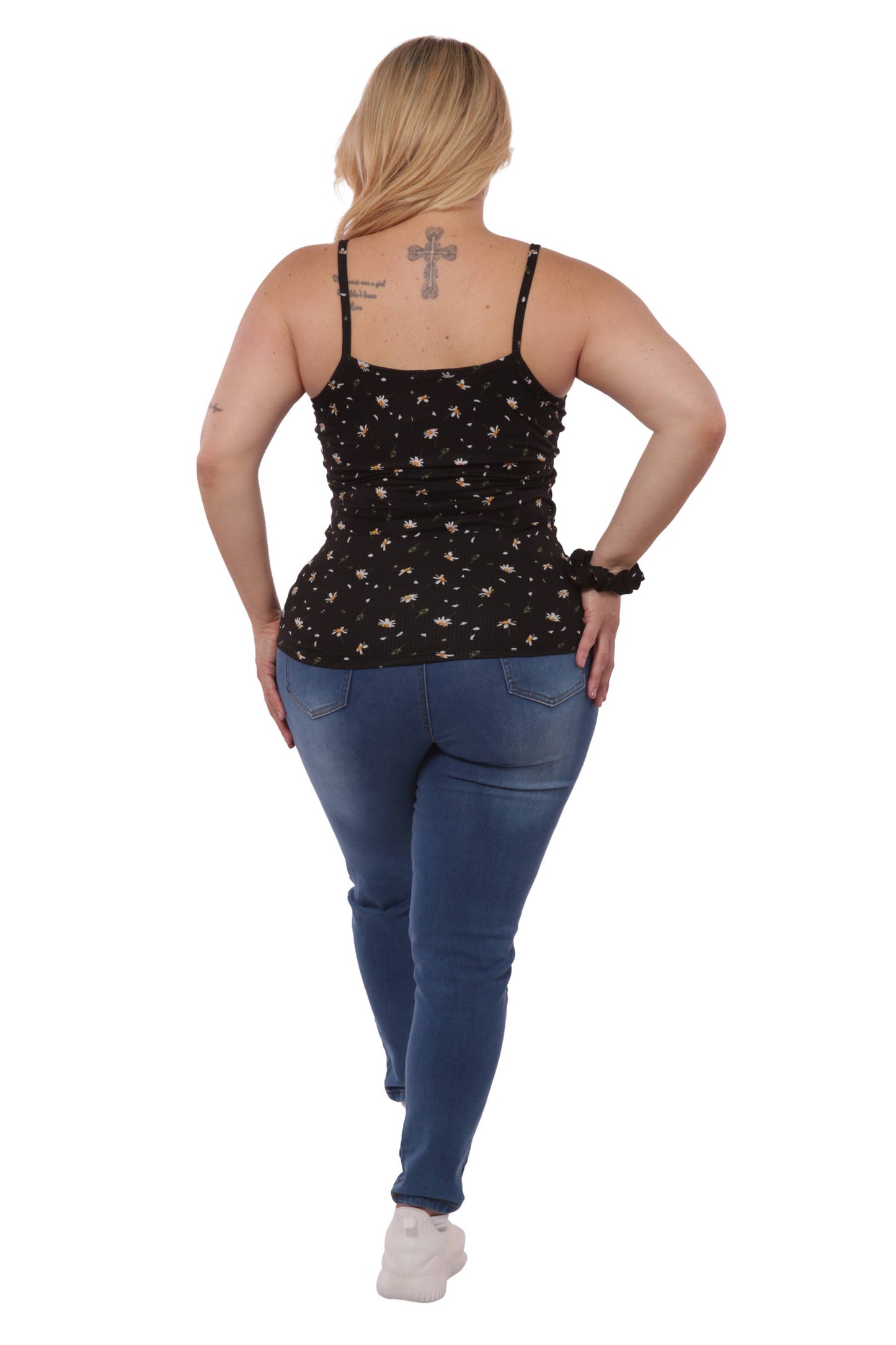 Plus Size Lace-Up Tank Tops Black