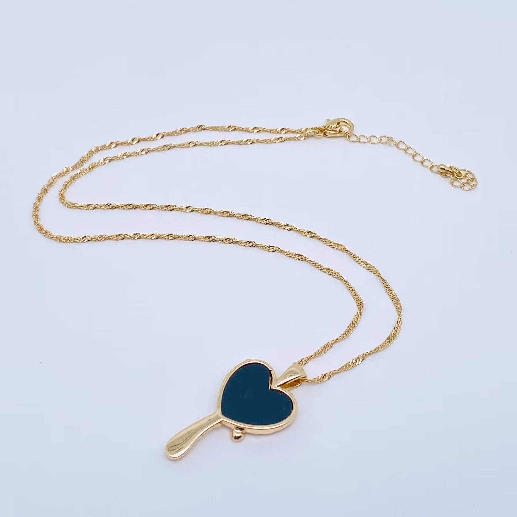 Enchanted Rose Heart Mirror Pendant Necklace