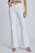 White 2 Button Mid Rise Flare