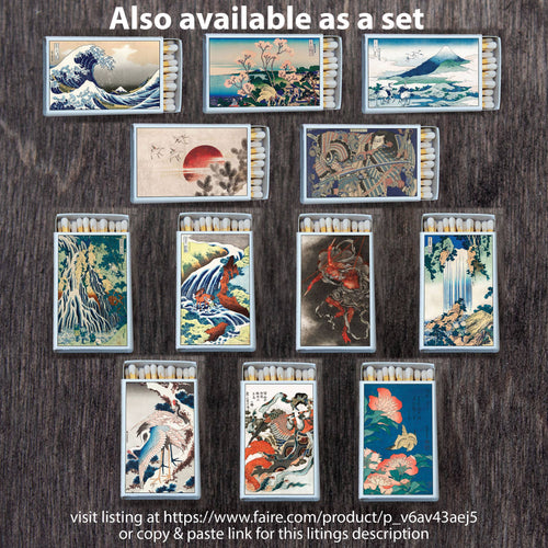 Hokusai's Yoro Waterfall Matchbox • Candle Acc • Matches