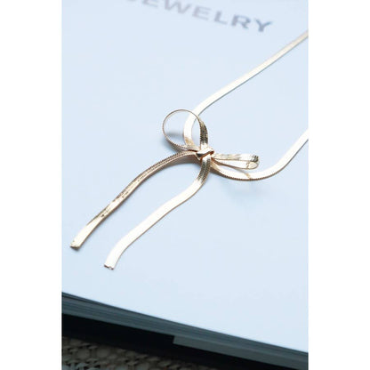 Gold or Silver Chain Bow Necklace