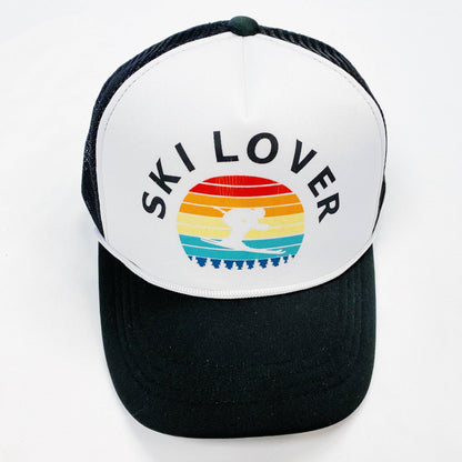 Sporty Trucker Ball Cap: Ski Lover