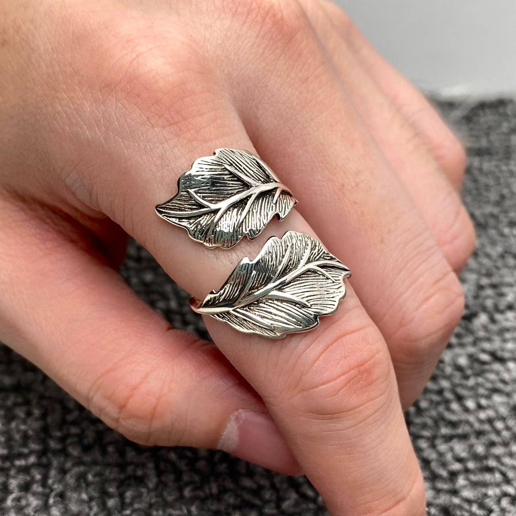 Antique-Inspired Silver Leaf Wrap Ring